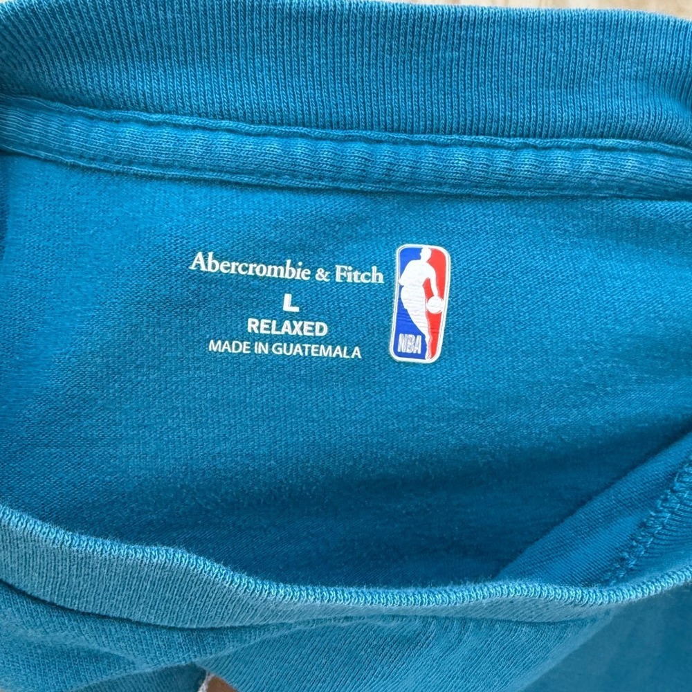 Abercrombie & Fitch NBA Charlotte Hornets Graphic T-Shirt Teal Relaxed - Picture 4 of 6